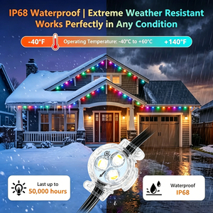 12V 24V IP68 Smart Wifi Permanent Outdoor Gemstone Christmas Lights 200ft 500ft Addressable PVC Body House Point Lights for Eave - Product Image 2