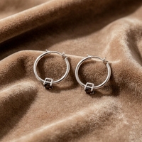 Boucles d'oreilles créoles personnalisées OEM/ODM en argent sterling 925 avec quartz fumé carré, vente en gros
