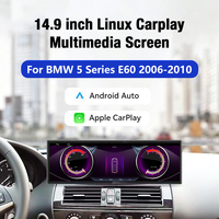 Écran central de voiture de 14,9 pouces avec système Linux, compatible CarPlay. Musique Bluetooth et navigation GPS pour BMW Série 5 E60 2005-2010