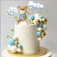 Le dernier ensemble de 33 pièces de décorations de gâteau Ours avec nœuds, étoiles et nuages pour les fêtes d'anniversaire des enfants