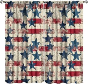 Cortinas para ventana con bandera del Día de la Independencia, azul, rojo, estrella, americano, para sala de estar, cocina, dormitorio, cortinas, 2 paneles - Product Image 3