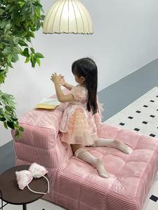 Mufang High Quality Minimalist <strong>Pink</strong> Waffle Upholstered Reclining Eco-Friendly Compressed Sponge Filling Modular <strong>Sofa</strong> <strong>Bed</strong> for - Product Image 6