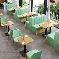 Meubles de restaurant commerciaux en vente chaude, table et chaises de café-restaurant à vente en gros, canapé en cuir PU personnalisé, ensemble de meubles de restaurant