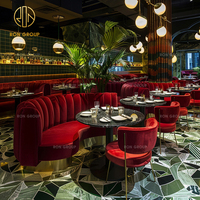 Luxus kommerzielle runde Marmor Samt Sofa Cafe Tisch und Stuhl Set gebogene Kabine Sitz halbkreis Restaurant Möbel Stand