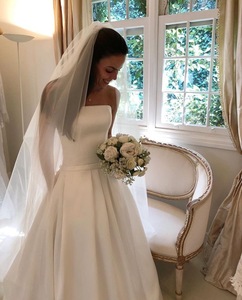 Robe de mariée en satin, robe de mariée personnalisée, robe de mariée qui met en valeur la poitrine, robe de mariée élégante et sobre, robe de mariée de style ancien - Product Image 6
