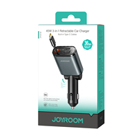 JOYROOM 45W Charge rapide 3-en-1 Petit chargeur de voiture Câble rétractable Adaptateur de téléphone