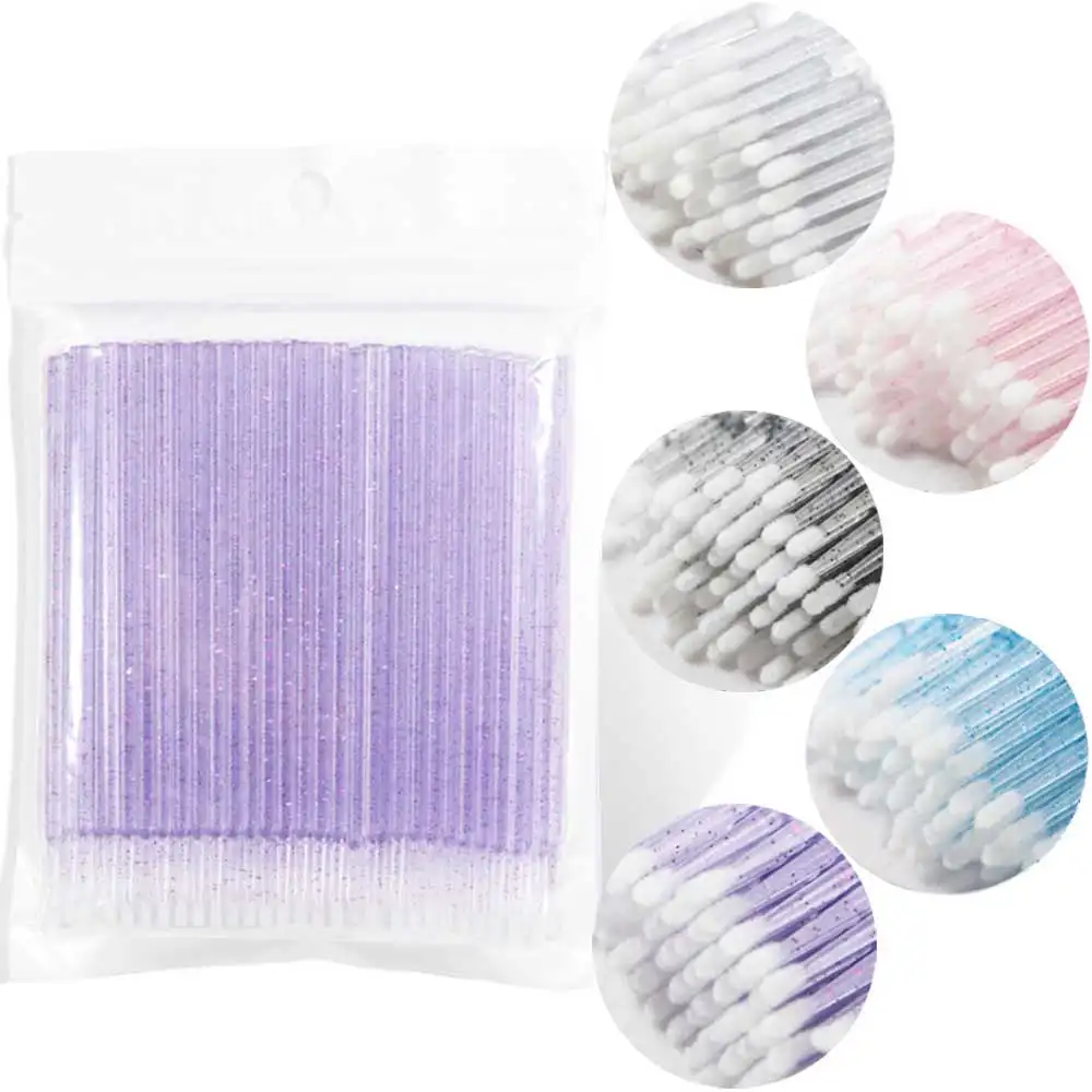 Lash Lover lint free glitter black pink color eyelash cotton micro fiber swabs tips brush disposable applicators