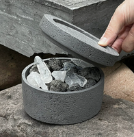 Ensemble diffuseur de cristaux Wabi Sabi esthétique et neutre, bol en ciment mat moucheté et plateau assorti, parfait pour les photos en plan plat