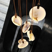Luminaire suspendu de luxe MEEROSEE en marbre pour escalier et palier, idéal pour villa duplex, éclairage principal suspendu haut au-dessus du plafond MD88191