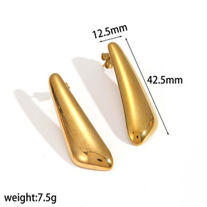 Minimalist Teardrop <b>Stud</b> <b>Earrings</b> Geometric Polished 18k Gold And <b>Silver</b> For Women Fashion Jewelry - Product Image 5