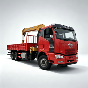 Grúa telescópica montada en camión FAW 6x4 con certificación CE, estándar Euro 5 y Euro 6, de 14 toneladas, para proyectos de carreteras de la UE. - Product Image 1