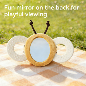 Hochet Miroir Abeille en Peluche avec <span class=keywords><strong>Anneau</strong></span> en Silicone Souple et Poignées, <span class=keywords><strong>Jouet</strong></span> Sensoriel Montessori Sûr pour Bébé (0-24 Mois) - Product Image 4