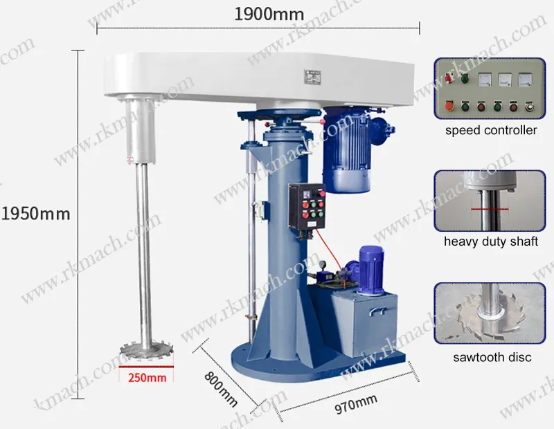 Mesin Pencampur Cat/Mixer Pelapis/Peralatan Pengaduk Pernis Tinta Cetak Mixer Cat Lateks dengan Dudukan Hidrolik