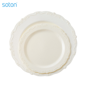 Juego de Platos Decorativos <span class=keywords><strong>con</strong></span> Borde Ondulado, Reutilizables, de Plástico PS, <span class=keywords><strong>con</strong></span> Ribete <span class=keywords><strong>Dorado</strong></span>, para Banquetes de Boda, Fiestas y Catering - Product Image 2