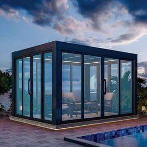 Moderna Terraza Acristalada Independiente de Aluminio con Techo de Vidrio Templado, Fácil Instalación, Alta Transmitancia de Luz para Jardín de Invierno, Patio Exterior - Product Image 1