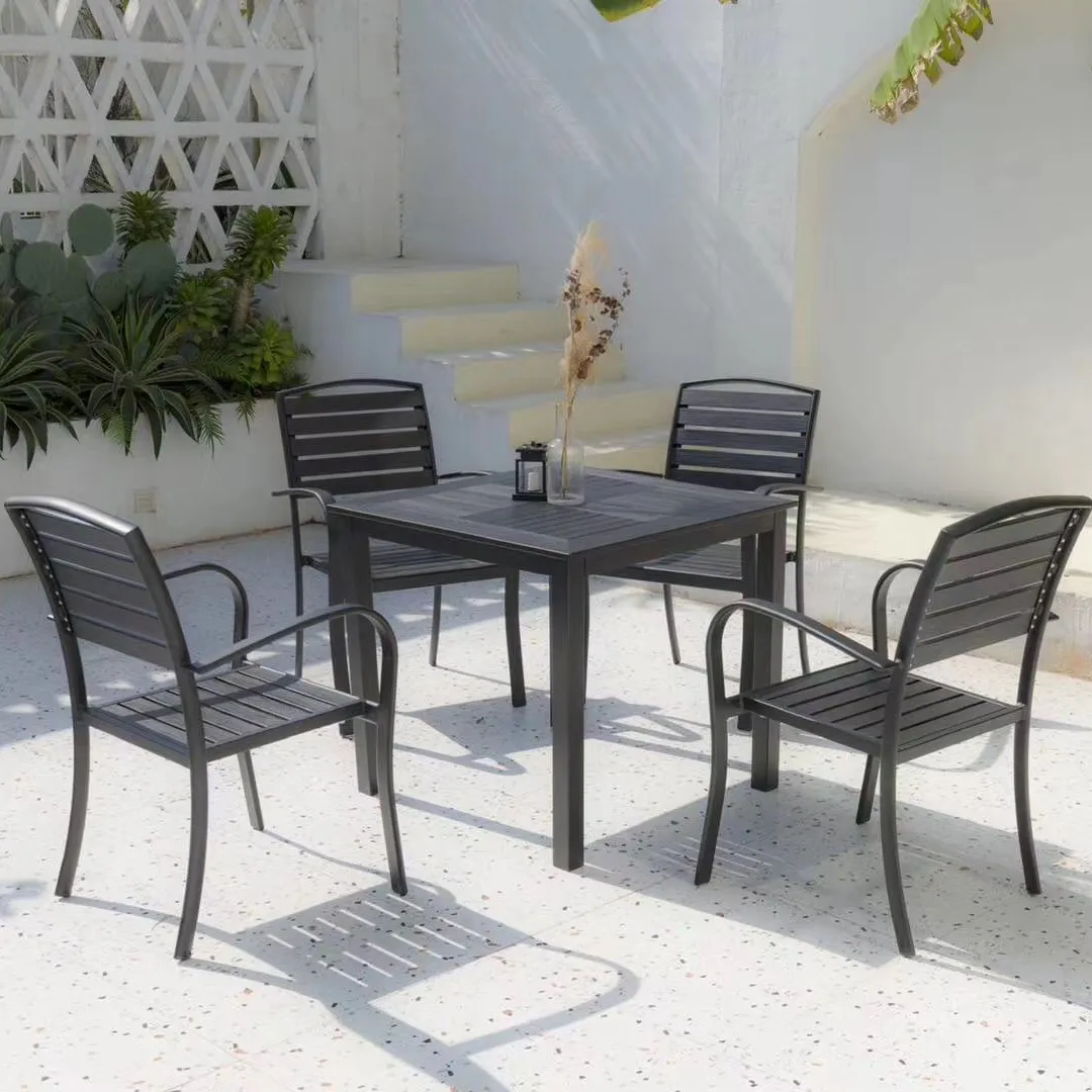 garden patio plastic wood outdoor dinning table and chairs outdoor tables