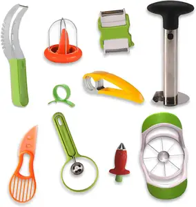 Custom Logo Kitchen Tools Fruit Slicer Peeler Set Stainless Steel Pineapple Corer Watermelon Slicer Orange Banana Peeler