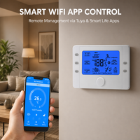 Termostato para Bomba de Calor con Batería o Alimentación CA 20-28V; Relé de Alta Capacidad de 15A, Control por Aplicación WiFi y Programación Semanal para Hogares
