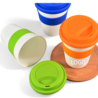 Mug de voyage en silicone noir portable de 16 oz avec logo personnalisé, tasse à café avec couvercle et boîte cadeau