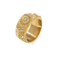 Bague en Acier Inoxydable de Luxe avec Zircon Cubique Tournesol Style Vintage Français, Design Polyvalent, Bijou Tendance pour Femme, Idéal comme Cadeau