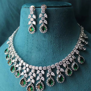 Tear Drop Moissanite 925 Silver <b>Necklace</b> Earring Set Multi Shape Royal <b>Statement</b> Bridal Wedding Jewelry Elegant Design Style - Product Image 1