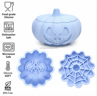 MoMoPaw – Nouveau bol anti-glouton en silicone en forme de citrouille pour chien/chat avec ventouse puissante, couvercle antidérapant et plaque à lécher, idéal pour les voyages des chats