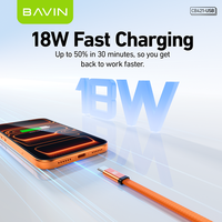 Câble USB A tressé BAVIN CB421 18W, excellent, durable, résistant à l'usure, transfert de données 2 en 1