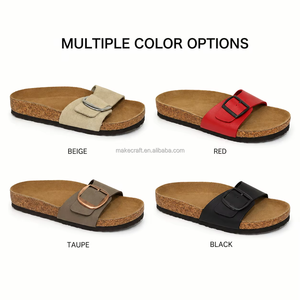 Women Open Toe Wide Strap <b>Slides</b> Sheepskin Upper Light Breathable Cork Outsole Big Buckle Easy on Summer <b>Slippers</b> Leather Lining - Product Image 6