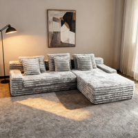 Canapé-lit sectionnel moderne en L avec rembourrage en éponge, tissu écologique, idéal pour appartement, mobilier de salon en gros