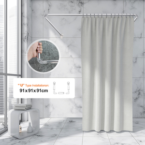 <span class=keywords><strong>Tringle</strong></span> de Douche Courbe en Acier Inoxydable SMARTOP Écologique à Tension Réglable pour Salles de Bain, Baignoires et Cabines de Douche - Product Image 2