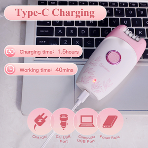 เครื่องโกนขนและเล็มขน 2 in 1 สำหรับผู้หญิง ยี่ห้อ Hatteker พร้อมไฟ LED กำจัดขนด้วยไฟฟ้า - Product Image 6