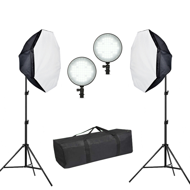 50w Led Softbox Light Kit Ring Photography Lighting Set With Support Stand & Carry Bag