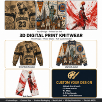 Cardigan tricoté personnalisé à fermeture éclair, motif graphique de basket-ball de New York, veste à col, broderie 3D, style sportif, OEM ODM