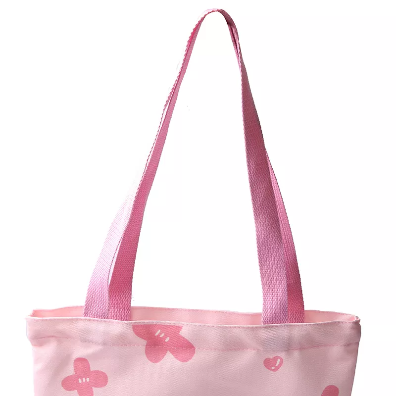 Foldable personalized printed korean organic eco cute canvas tote bag in stock