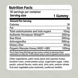 3-in-1 Gummies met Shilajit, Zeewier, <span class=keywords><strong>Ashwagandha</strong></span>, 85+ Sporenelementen, 100% Natuurlijk, 100% Vegan, Non-GMO, Kauwtabletten - Product Image 2