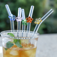 Pailles en verre réutilisables écologiques modernes 8MM transparentes colorées mignonnes pour Noël, accessoires de bar