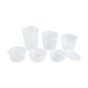 Muestra gratis 1,5 2 oz plástico PP salsa Emballage contenedores taza, mini vasos desechables de plástico para salsa con tapa