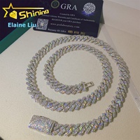 Collier Chaîne Maille Cubaine VVS Moissanite Argent Sterling 925 10MM Diamant de Haute Qualité Bijoux Fins Personnalisés Bling Bling Style Hip Hop