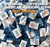 2026 New Hot <strong>Selling</strong> Wholesale Blue Waterfront Acrylic American Mahjong Set Customized Ocean Pattern Adult Entertainment Product