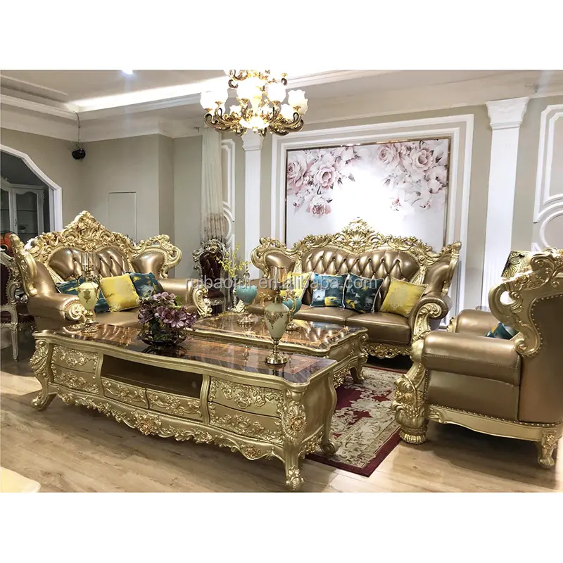Fabricants de canapés antiques, derme de luxe en bois, ensemble de canapés royaux de style arabe dubaï, moyen-orient, meubles de salon de luxe français