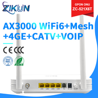 Routeur ONT double bande AX3000 à vente chaude, Wifi6 Mesh GPON ZC-521X6T 4GE+1POTS+1CATV+AX3000, prix de gros