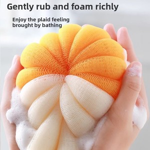 Large Two-Tone Pumpkin Shaped Bath Ball Soft Bath Bubbling Mesh for Effective Bath Brushes Sponges & Scrubbers - Product Image 2