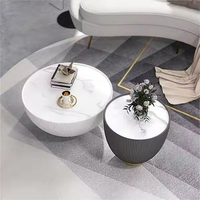 Table basse basse de style américain simple en métal rond pour appartement Ensemble table basse nordique de luxe pour le salon