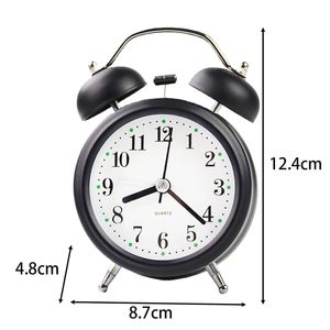 Classic Children Twin Bell Alarm <b>Clock</b> <b>Metal</b> Aloud Alarm Button Backlight Silent Quartz Alarm <b>Clock</b> with Roman Numerals - Product Image 2