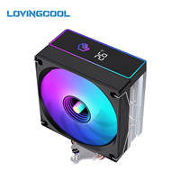 Ventilateur ARGB PWM Lovingcool AP400 à prix d'usine OEM, logo personnalisé, 600-1600 tr/min, refroidisseur d'air à tour unique haute performance TDP avec affichage numérique