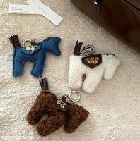 Porte-clés vintage en peluche cheval bouclé, breloque rétro poney pour sac, porte-clés animal, pendentif pour sac à dos et sac à main, accessoire de mode féminin, cadeau