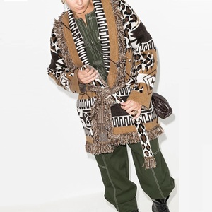 Inverno venda quente vintage mangas compridas alta qualidade oversize mulheres lã mistura leopardo jacquard <span class=keywords><strong>cardigan</strong></span> - Product Image 1