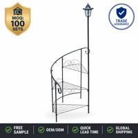 Support de plantes solaires multi-niveaux avec treillis et jardinière, étagères en fil de fer pour plantes grimpantes, décoration de jardin en fer