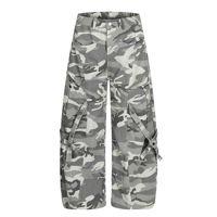 Salopette vintage camouflage, coupe droite, style urbain, 100% coton, taille mi-haute, dentelle, pantalon cargo en laine peignée, homme et femme, streetwear