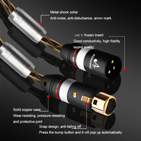 ATAUDIO Câble OCC XLR de haute qualité plaqué argent 2XLR mâle femelle Audio tressé câble micro plaqué or prise Hifi pour microphone